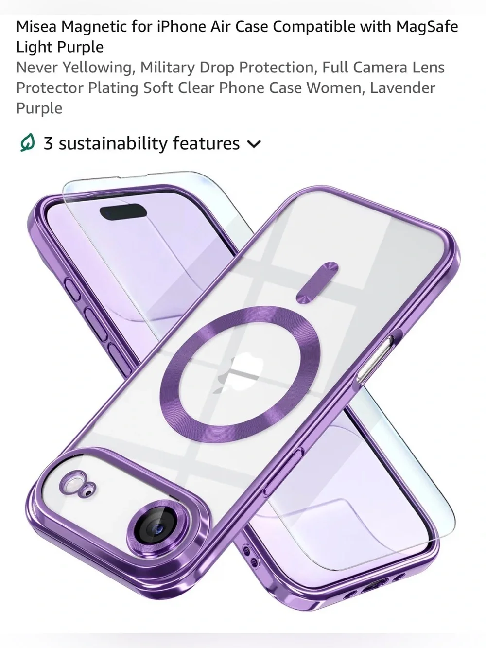 I phone 17 AIR case compatible with MagSafe light purple NEW